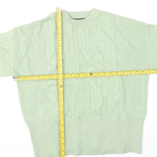Marks and Spencer Womens Green M Cable-Knit Crew Neck Jumper