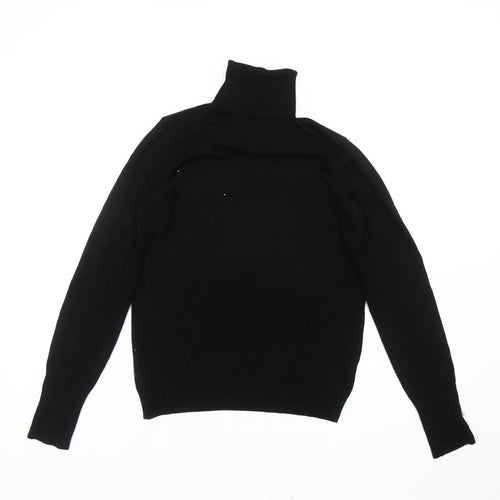 Zara Women’s Black Roll Neck Knit Jumper Size 12 Long Sleeve