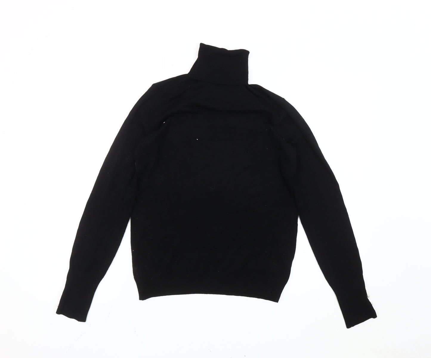 Zara Women’s Black Roll Neck Knit Jumper Size 12 Long Sleeve