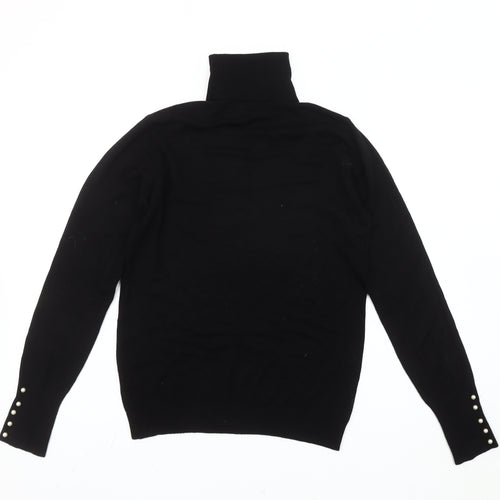 Zara Women’s Black Roll Neck Knit Jumper Size 12 Long Sleeve