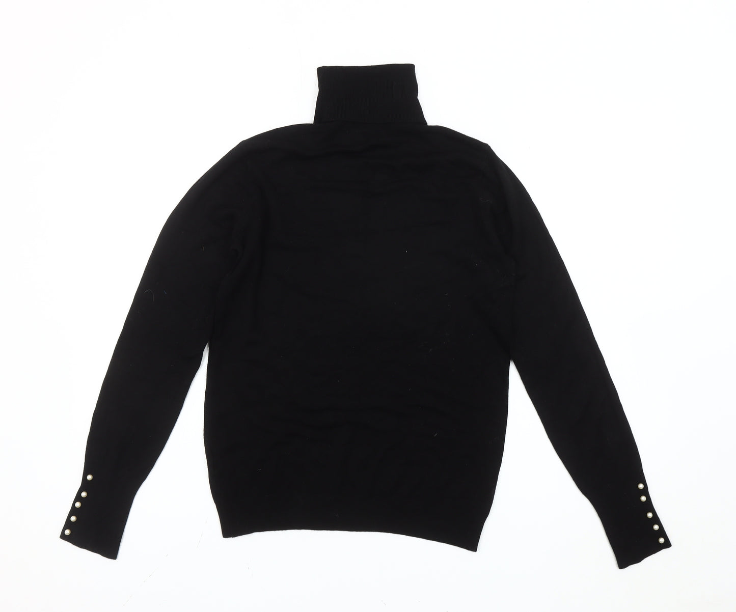 Zara Women’s Black Roll Neck Knit Jumper Size 12 Long Sleeve