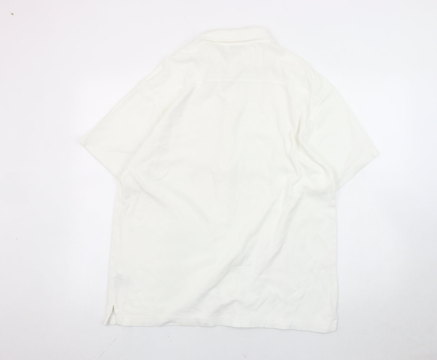 Marks and Spencer Men's White Cotton Short Sleeve Button-Up Shirt M