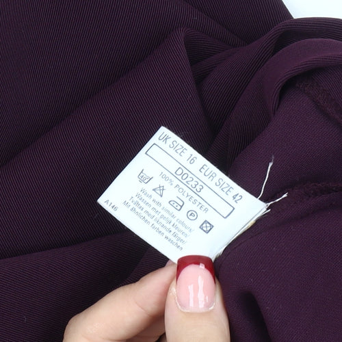 Direction Women Purple Size 16 Straight Leg Trousers Polyester