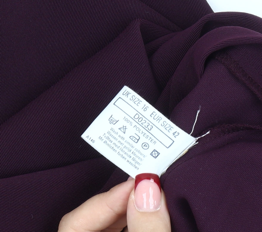 Direction Women Purple Size 16 Straight Leg Trousers Polyester