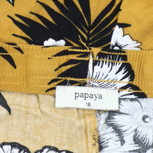 Papaya Women Yellow Floral Hawaiian Viscose Summer Shorts Size 18