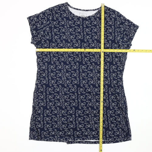 Matalan Women’s Blue Bow Print Cotton T-Shirt XL Casual