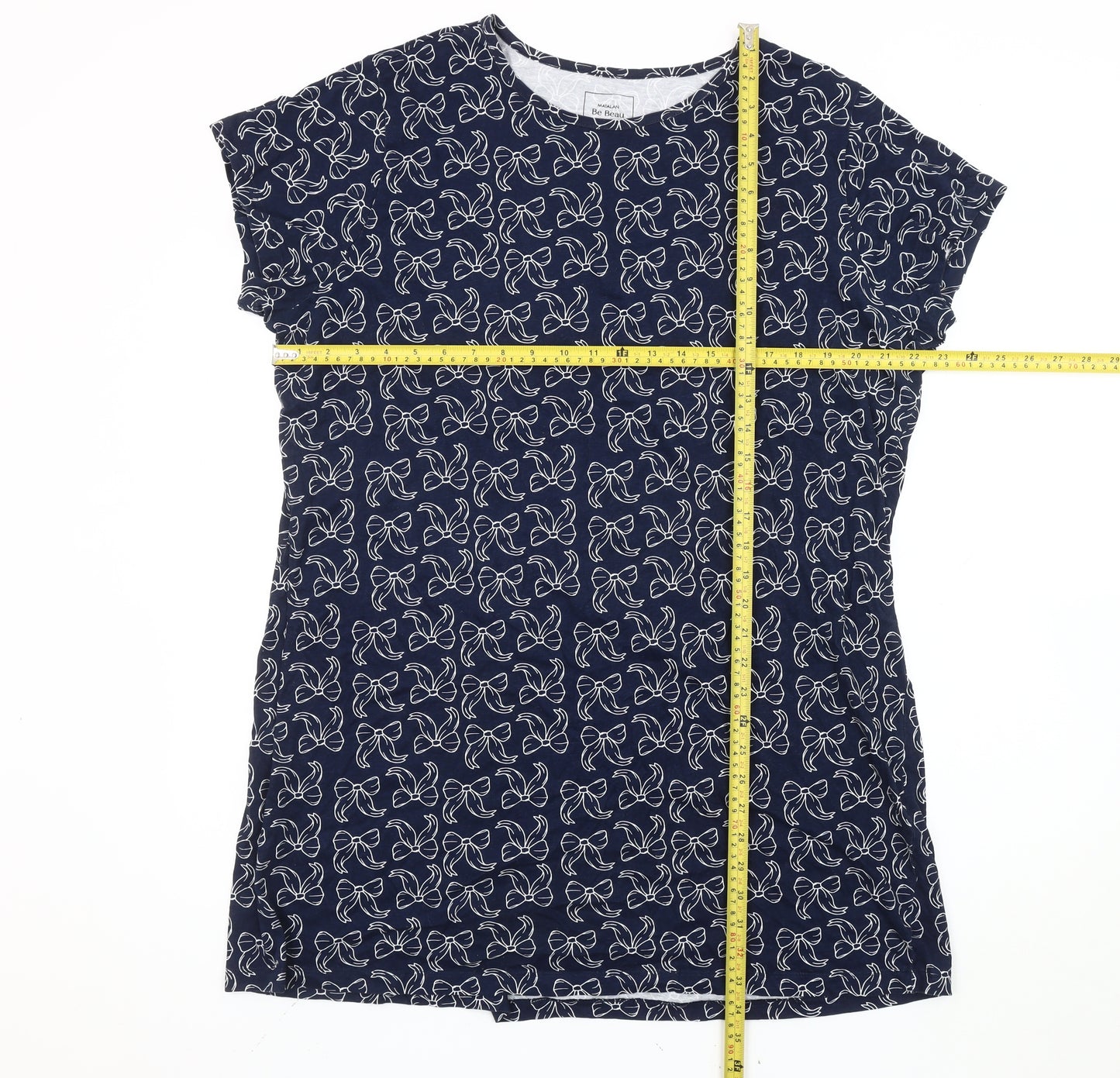 Matalan Women’s Blue Bow Print Cotton T-Shirt XL Casual