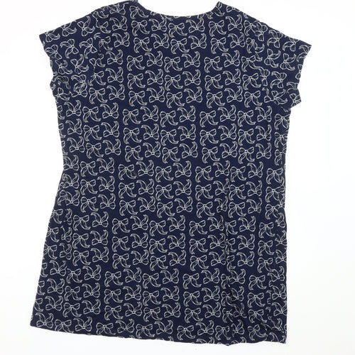 Matalan Women’s Blue Bow Print Cotton T-Shirt XL Casual