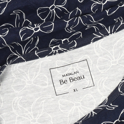 Matalan Women’s Blue Bow Print Cotton T-Shirt XL Casual