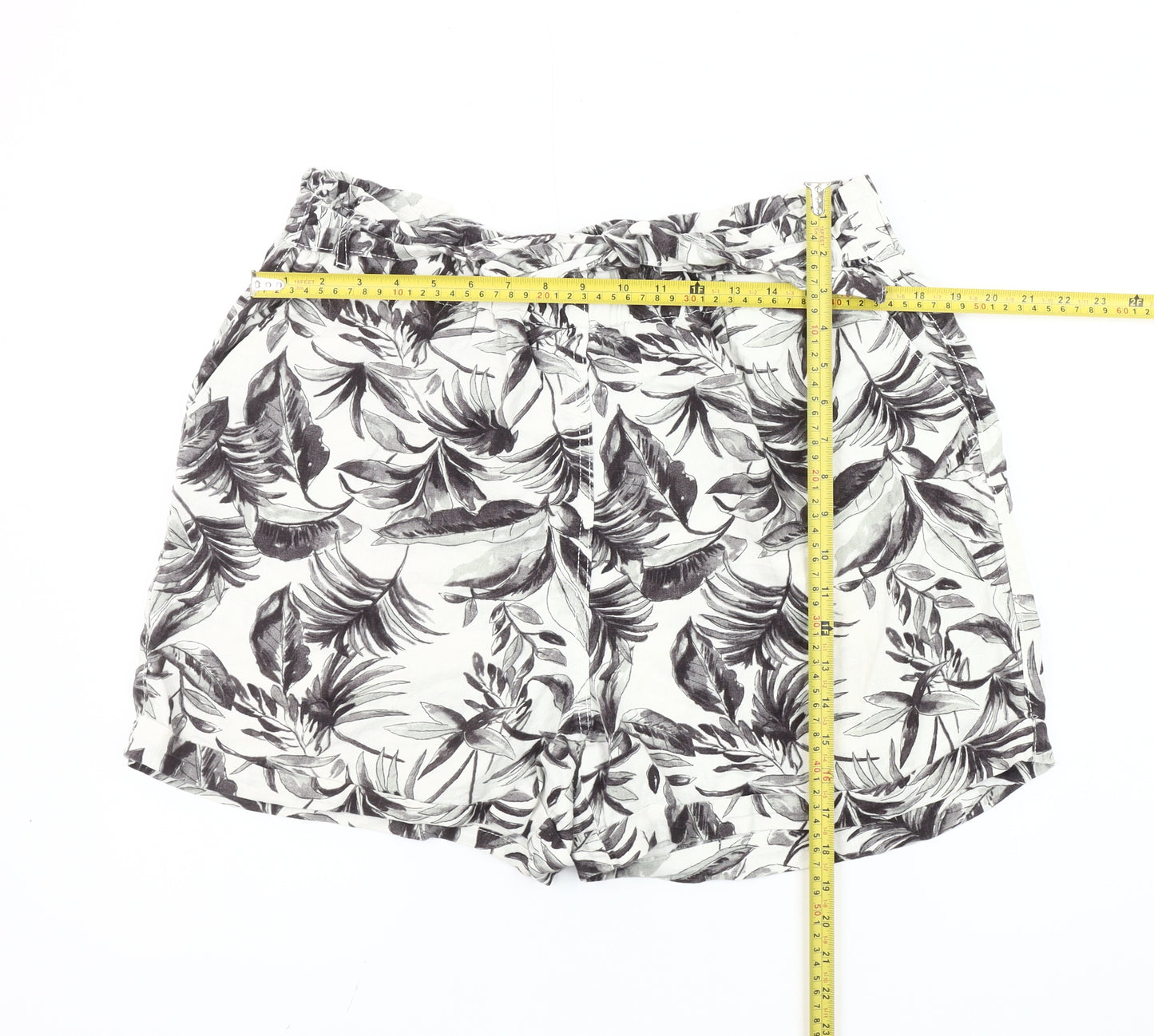 Papaya Women’s Multicoloured Tropical Print Linen Blend Shorts Size 16
