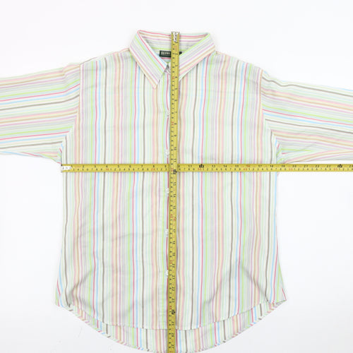 ROWLANDS Womens Multicoloured Striped Long Sleeve Button-Up Shirt M