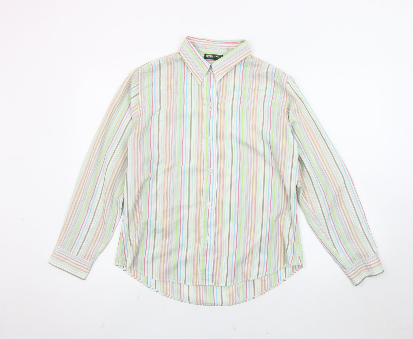 ROWLANDS Womens Multicoloured Striped Long Sleeve Button-Up Shirt M