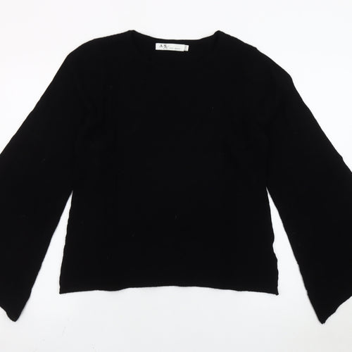 Anna Smith Women's Black Bell Sleeve Crew Neck Jumper Size S