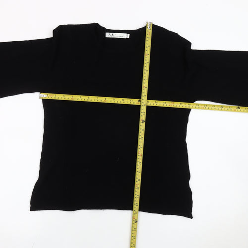 Anna Smith Women's Black Bell Sleeve Crew Neck Jumper Size S