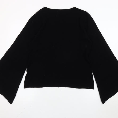 Anna Smith Women's Black Bell Sleeve Crew Neck Jumper Size S