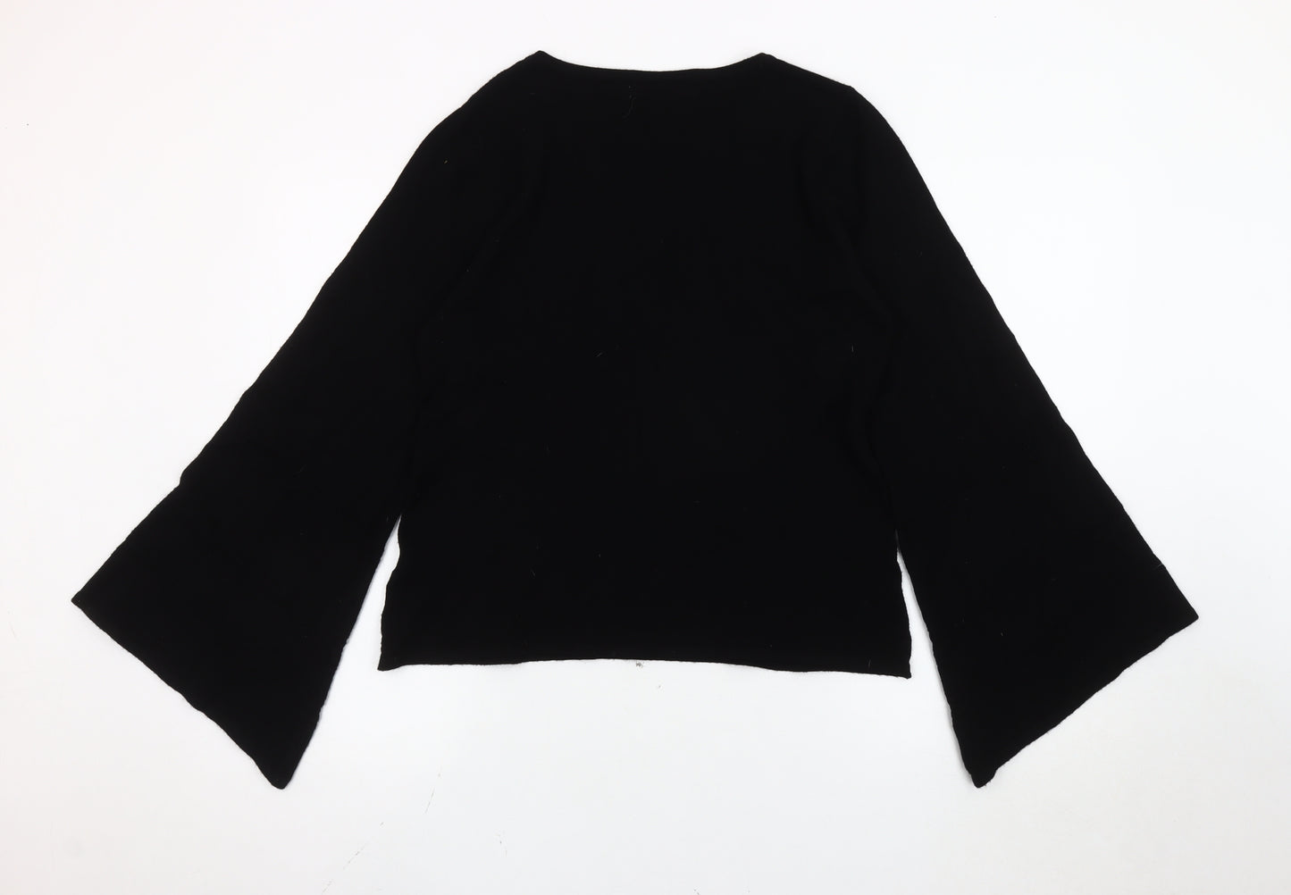 Anna Smith Women's Black Bell Sleeve Crew Neck Jumper Size S