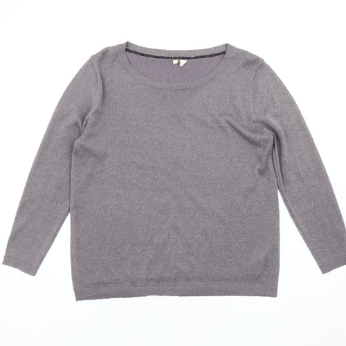 White Stuff Women's Grey Size 12 Scoop Neck Pullover Jumper