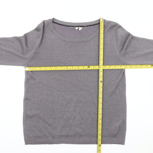 White Stuff Women's Grey Size 12 Scoop Neck Pullover Jumper