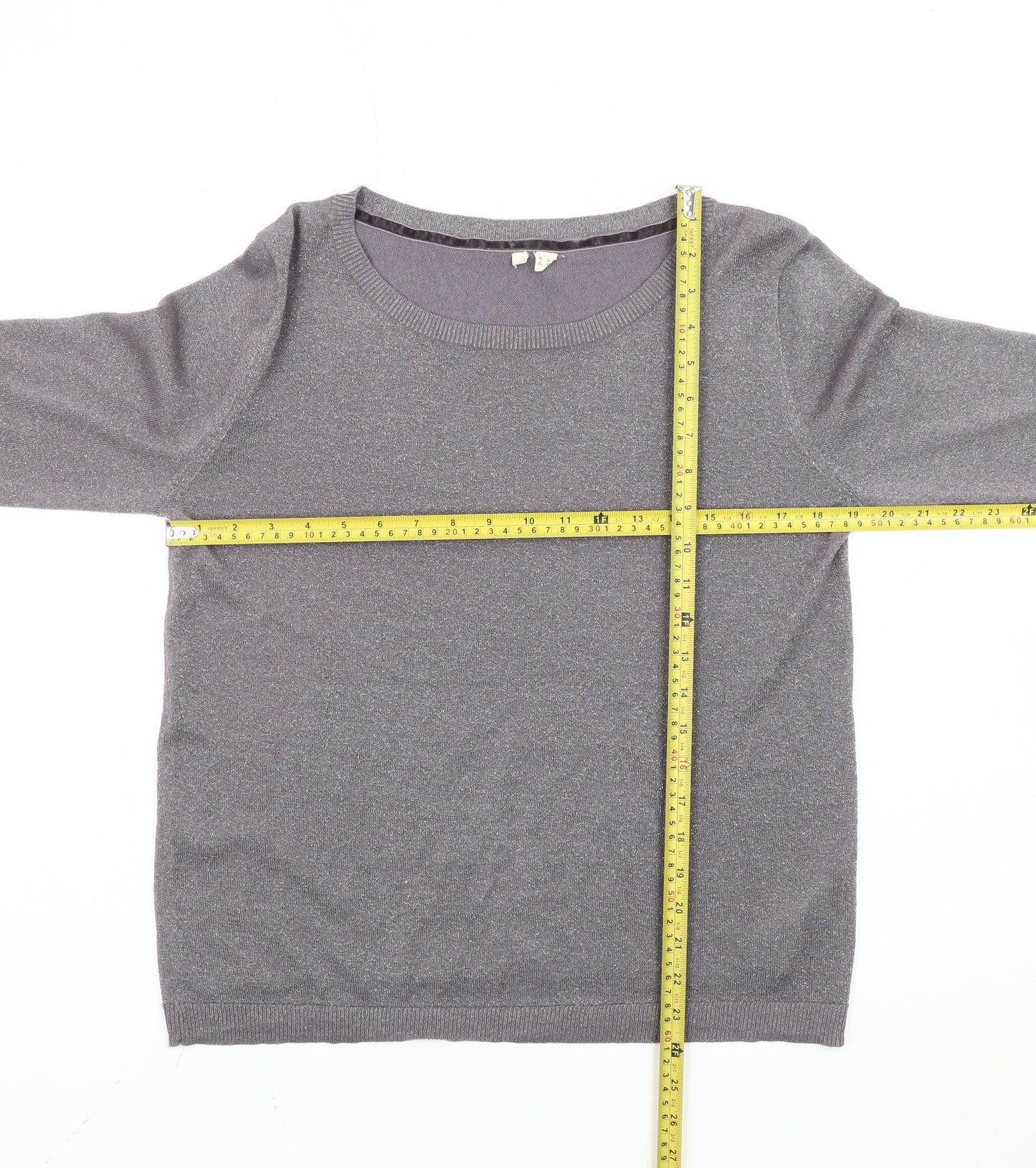 White Stuff Women's Grey Size 12 Scoop Neck Pullover Jumper
