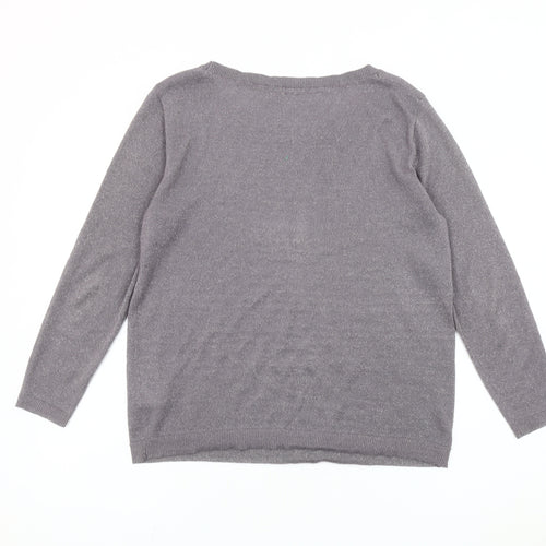 White Stuff Women's Grey Size 12 Scoop Neck Pullover Jumper