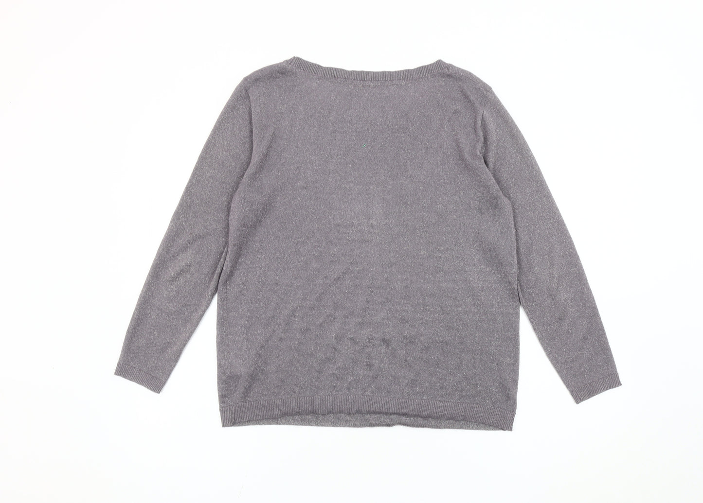 White Stuff Women's Grey Size 12 Scoop Neck Pullover Jumper
