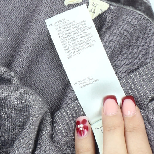 White Stuff Women's Grey Size 12 Scoop Neck Pullover Jumper