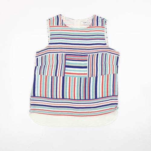 Rose + Olive Women's Multicoloured Striped Sleeveless Blouse M