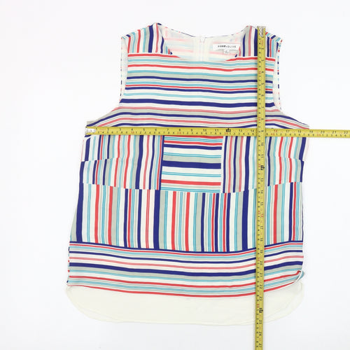Rose + Olive Women's Multicoloured Striped Sleeveless Blouse M