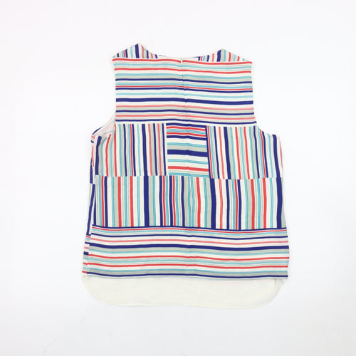 Rose + Olive Women's Multicoloured Striped Sleeveless Blouse M
