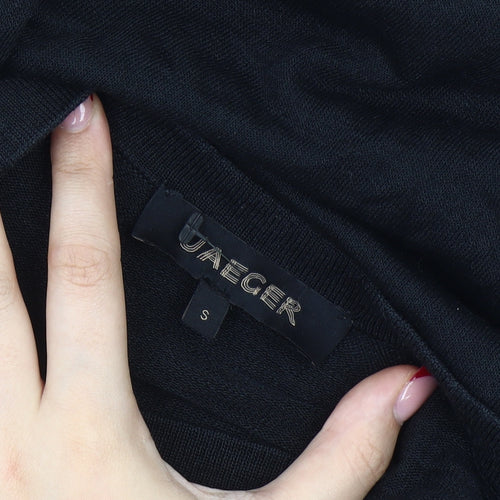 Jaeger Womens Black Striped Linen Blend Jumper Size S Crew Neck