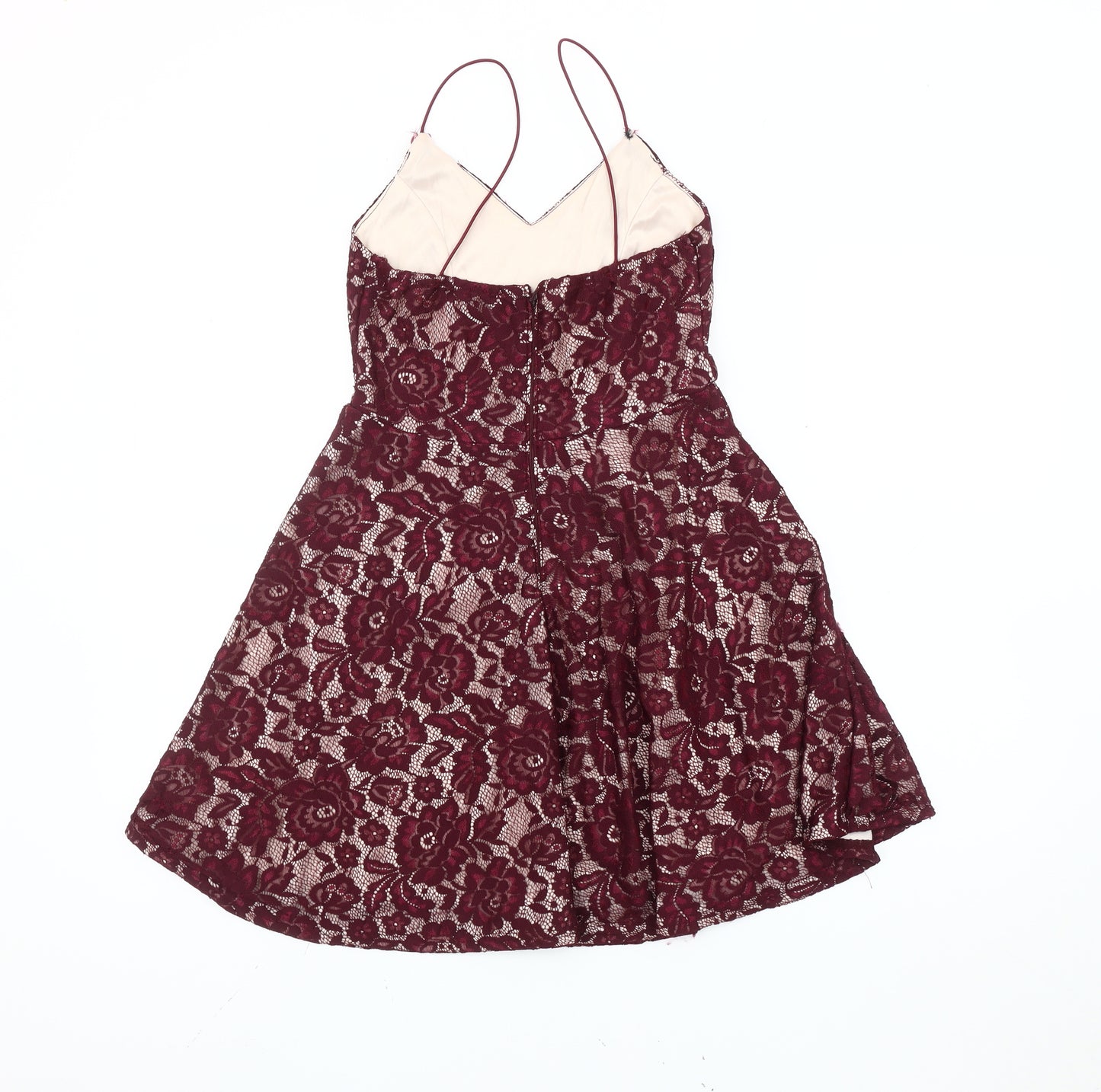 AX Paris Women's Red Lace A-Line Sleeveless Party Dress Size 10