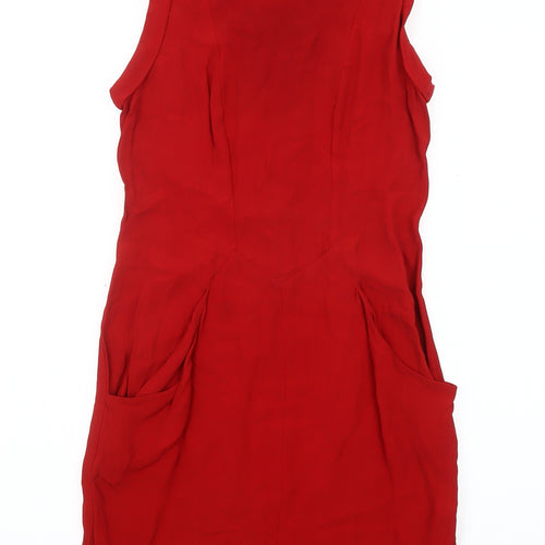 Zara Woman Red Sleeveless Sheath Dress XS Knee Length Classic