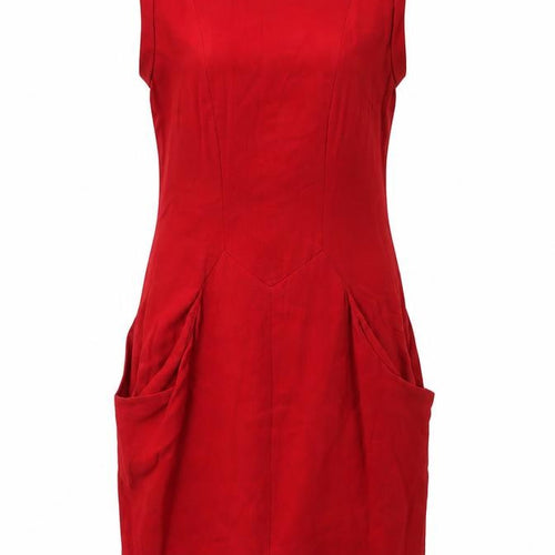 Zara Woman Red Sleeveless Sheath Dress XS Knee Length Classic