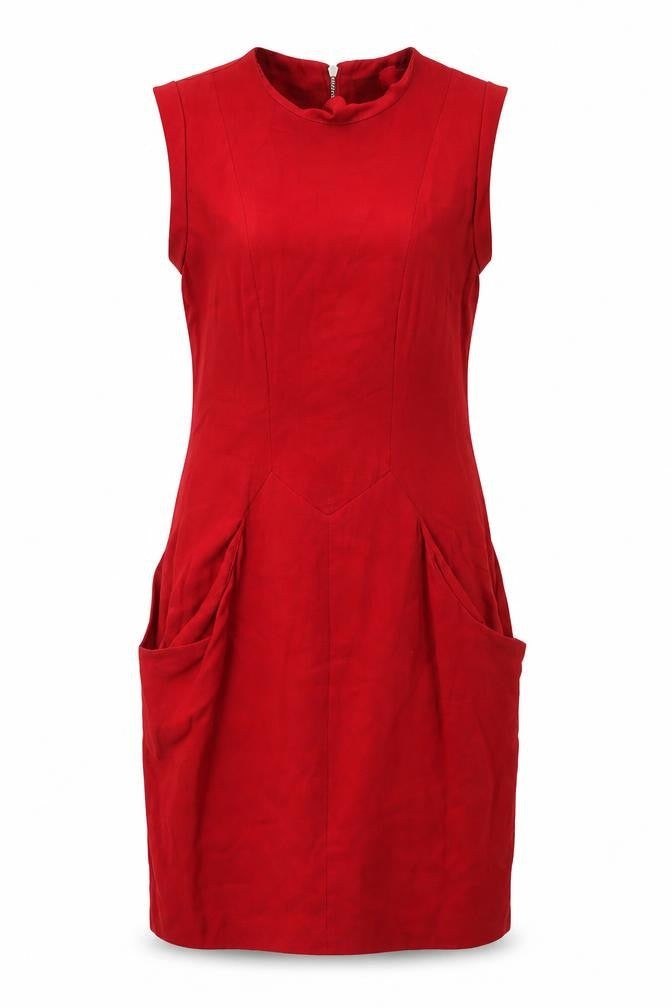 Zara Woman Red Sleeveless Sheath Dress XS Knee Length Classic