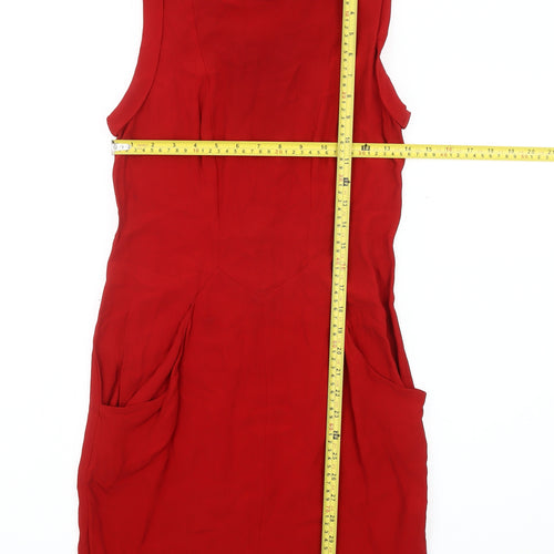 Zara Woman Red Sleeveless Sheath Dress XS Knee Length Classic