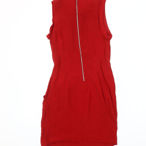 Zara Woman Red Sleeveless Sheath Dress XS Knee Length Classic
