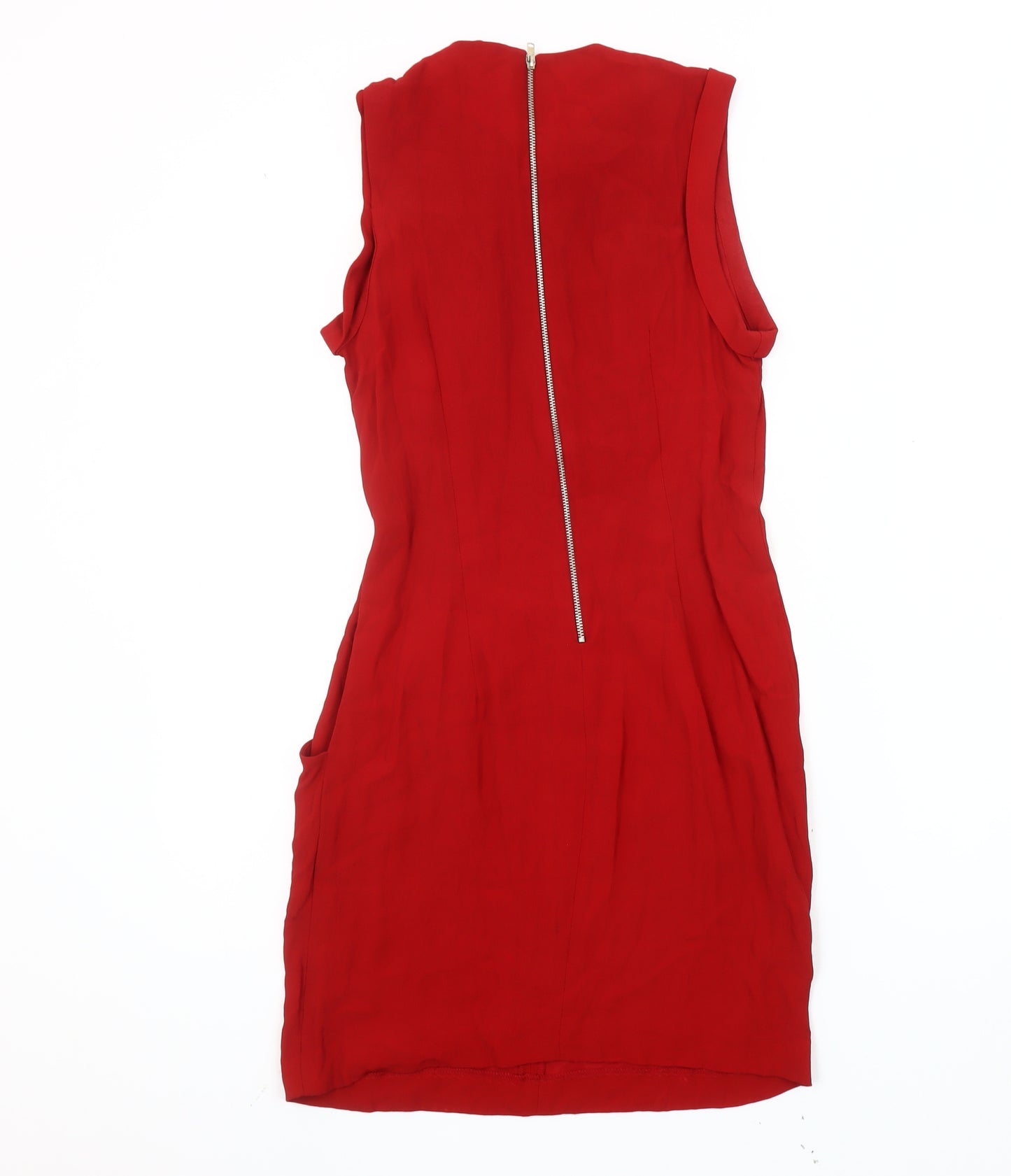 Zara Woman Red Sleeveless Sheath Dress XS Knee Length Classic