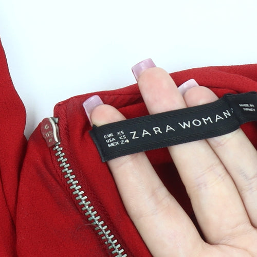Zara Woman Red Sleeveless Sheath Dress XS Knee Length Classic