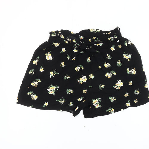 Dorothy Perkins Women’s Black Floral Paperbag Shorts Size 12