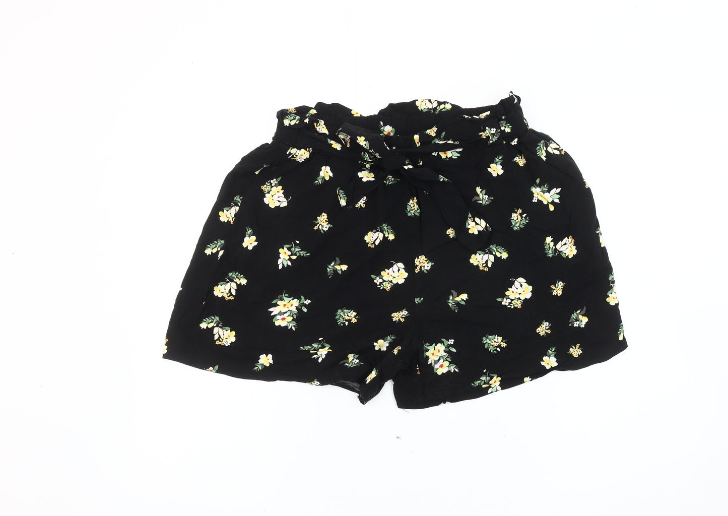 Dorothy Perkins Women’s Black Floral Paperbag Shorts Size 12