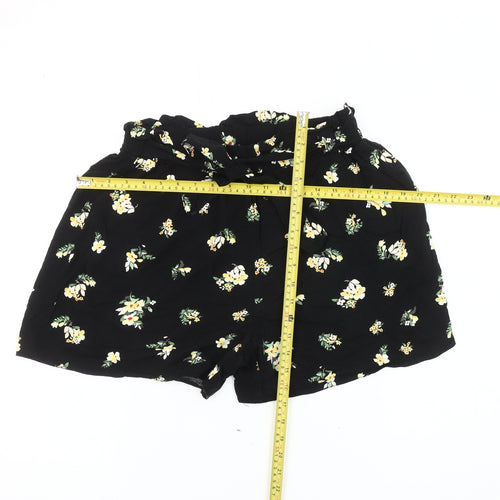 Dorothy Perkins Women’s Black Floral Paperbag Shorts Size 12