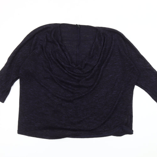 b.young Women's Blue XL Cowl Neck 3/4 Sleeve Pullover Jumper