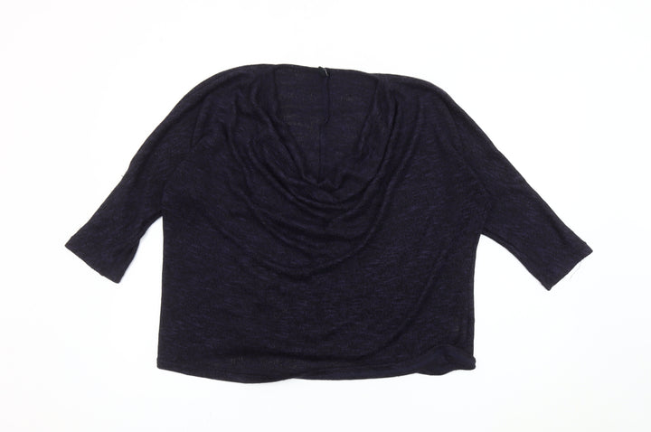 b.young Women's Blue XL Cowl Neck 3/4 Sleeve Pullover Jumper