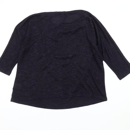 b.young Women's Blue XL Cowl Neck 3/4 Sleeve Pullover Jumper
