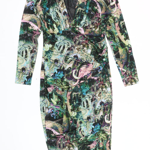 Kevan Jon Women's Multicoloured Bodycon Viscose Stretch Dress Size 8