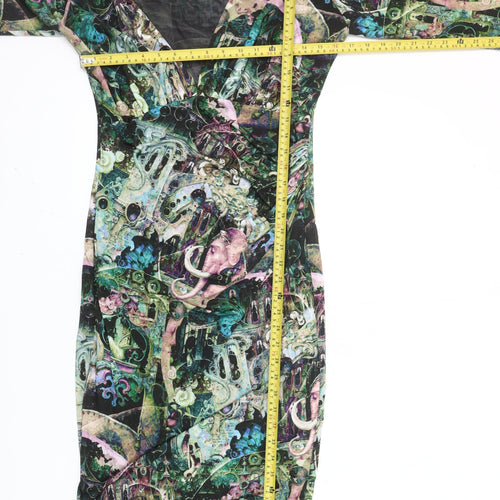 Kevan Jon Women's Multicoloured Bodycon Viscose Stretch Dress Size 8