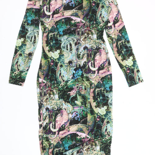 Kevan Jon Women's Multicoloured Bodycon Viscose Stretch Dress Size 8