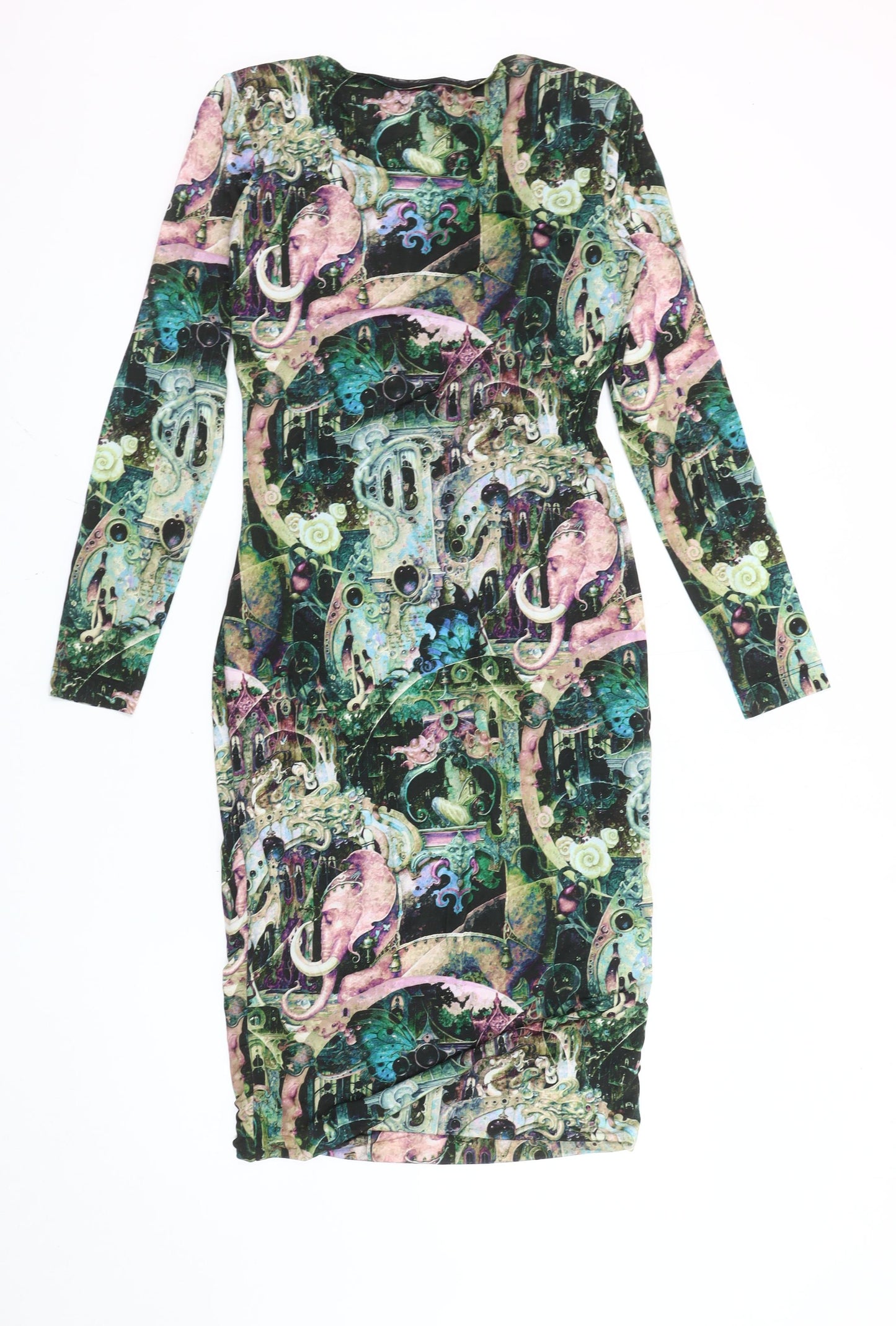 Kevan Jon Women's Multicoloured Bodycon Viscose Stretch Dress Size 8