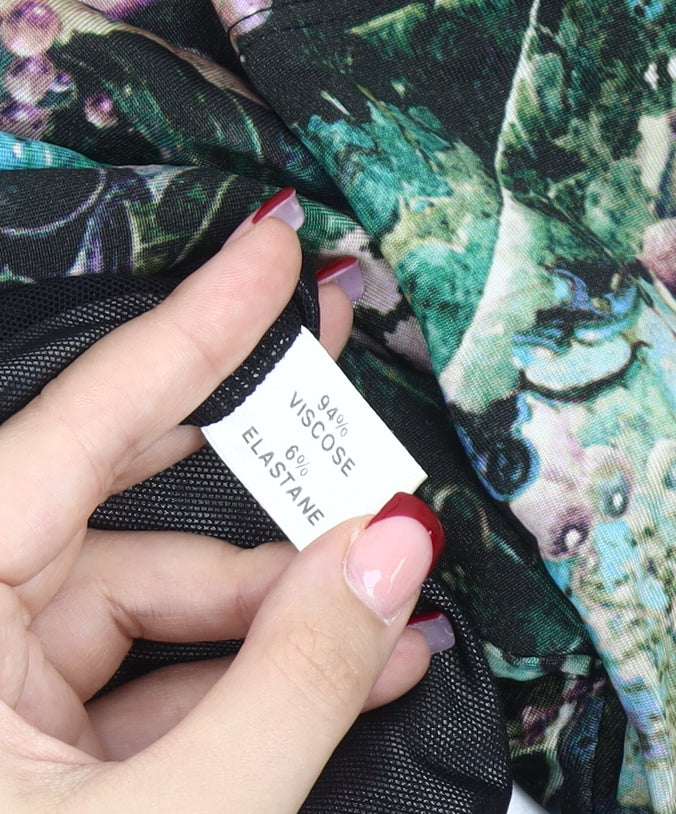 Kevan Jon Women's Multicoloured Bodycon Viscose Stretch Dress Size 8