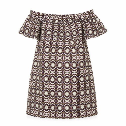 H&M Women's Multicoloured Geometric Off Shoulder Knee Length Dress Size 10
